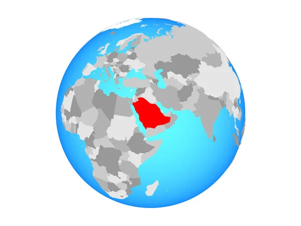 Arábia Saudita Globo Político Azul Ilustração Isolada Sobre Fundo Branco — Fotografia de Stock