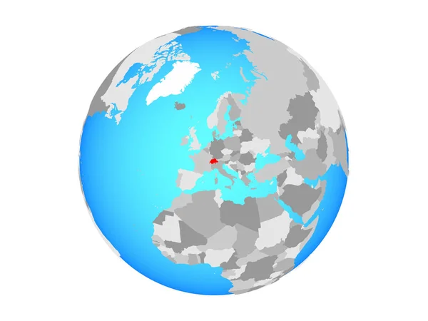 Switzerland Blue Political Globe Illustration Isolated White Background — Stock Photo, Image