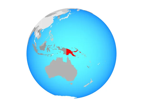 Papua Nowa Gwinea Niebieski Globus Polityczny Ilustracja Białym Tle — Zdjęcie stockowe