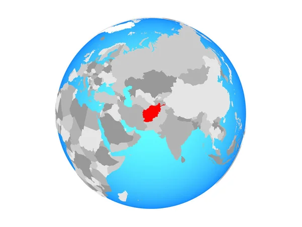 Afghanistan Sur Globe Politique Bleu Illustration Isolée Sur Fond Blanc — Photo