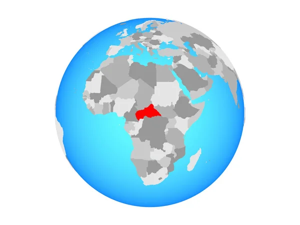 中部非洲在蓝色政治地球上 例证查出在白色背景 — 图库照片