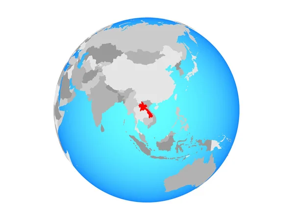 Laos Mavi Siyasi Dünya Üzerinde Illüstrasyon Izole Beyaz Arka Plan — Stok fotoğraf