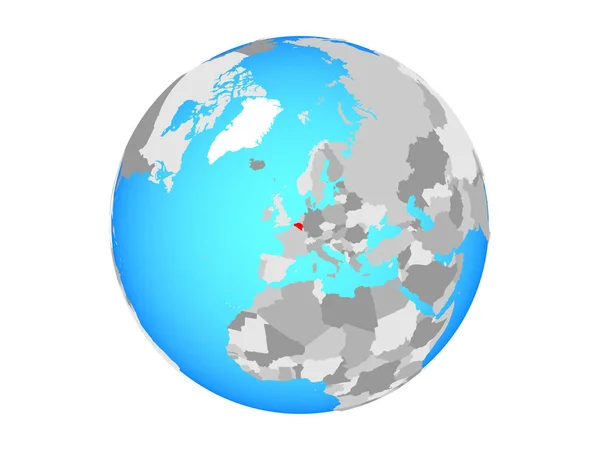 België Blauwe Politieke Wereldbol Illustratie Geïsoleerd Witte Achtergrond — Stockfoto