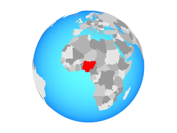 Nijerya Mavi Siyasi Dünya Üzerinde Illüstrasyon Izole Beyaz Arka Plan — Stok fotoğraf