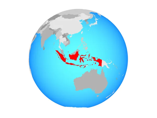 Indonesië Blauwe Politieke Wereldbol Illustratie Geïsoleerd Witte Achtergrond — Stockfoto
