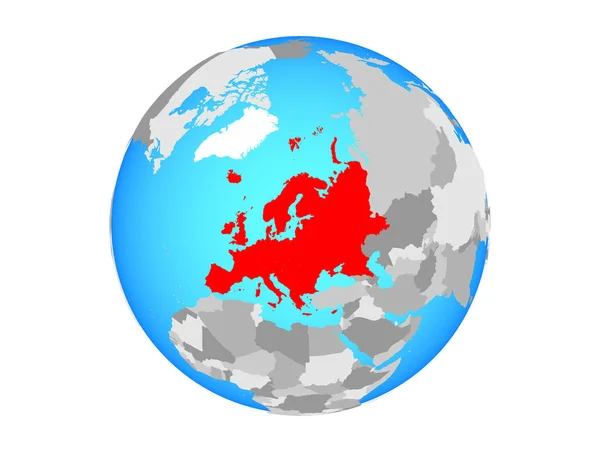 Europa Niebieski Globus Polityczny Ilustracja Białym Tle — Zdjęcie stockowe