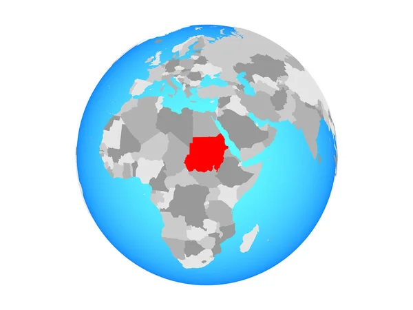 Sudan Sul Globo Politico Blu Illustrazione Isolata Sfondo Bianco — Foto Stock