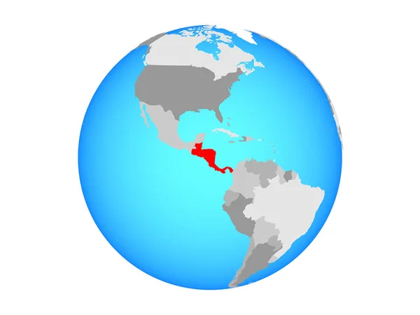 Mittelamerika Auf Blauem Politischen Globus Illustration Isoliert Auf Weißem Hintergrund — Stockfoto