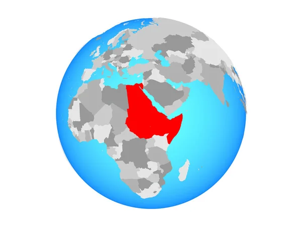 Noordoost Afrika Blauwe Politieke Wereldbol Illustratie Geïsoleerd Witte Achtergrond — Stockfoto