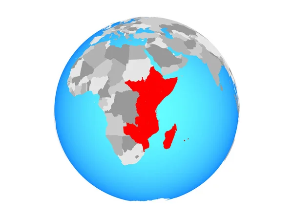 东非在蓝色政治地球上 例证查出在白色背景 — 图库照片
