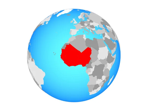 Західна Африка Синій Політичних Земної Кулі Ілюстрація Ізольовані Білому Тлі — стокове фото