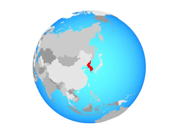 Корея Синій Політичних Земної Кулі Ілюстрація Ізольовані Білому Тлі — стокове фото