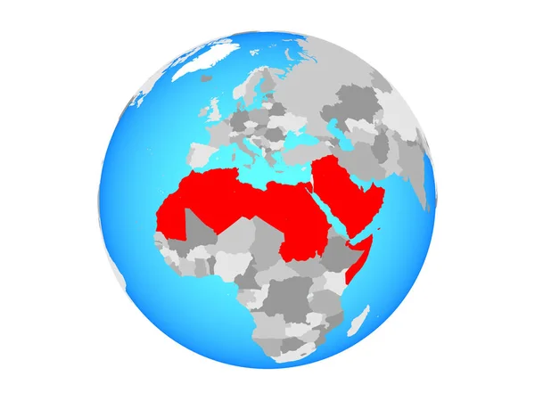 Ліга Арабських Держав Синій Політичних Земної Кулі Ілюстрація Ізольовані Білому — стокове фото