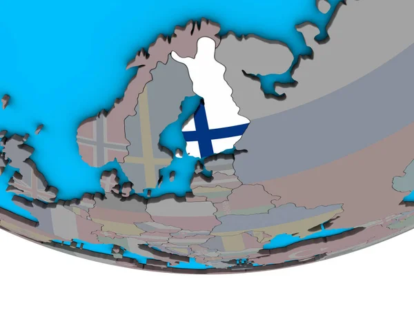 Finland Embedded National Flag Simple Political Globe Illustration — Stock Photo, Image