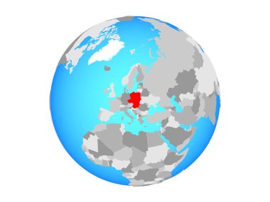 Visegrad grup mavi siyasi dünya üzerinde. 3d illüstrasyon izole beyaz arka plan üzerinde.