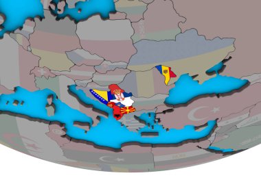 CEFTA ülkeler basit siyasi 3d dünya üzerinde katıştırılmış ülke bayrakları ile. 3D çizim.