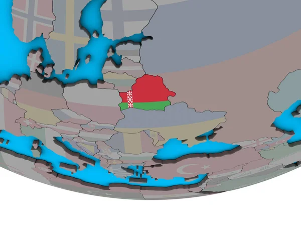 白俄罗斯在简单的政治3D 地球上嵌入国旗 — 图库照片