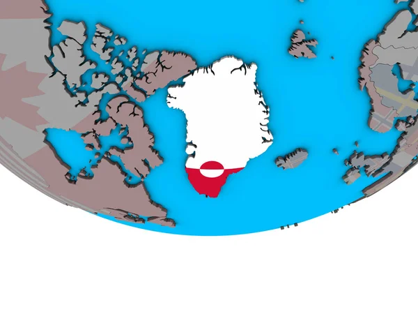 Grönland Beágyazott Nemzeti Zászló Egyszerű Politikai Földgömb Illusztráció — Stock Fotó