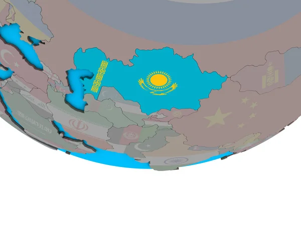 간단한 정치적인 지구에 국기와 카자흐스탄 일러스트 — 스톡 사진