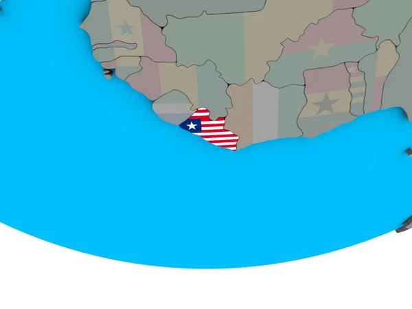 Libérie Vloženými Státní Vlajka Jednoduché Politické Glóbu Obrázek — Stock fotografie