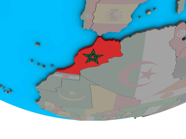 Marrocos Com Bandeira Nacional Embutida Simples Globo Político Ilustração — Fotografia de Stock