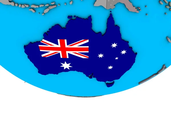 単純な政治的な 地球儀上の埋め込まれた国旗を持つオーストラリア イラストレーション — ストック写真