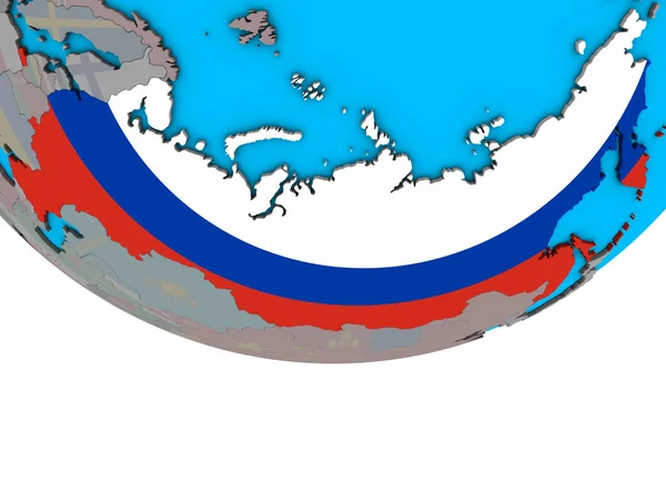 Rússia Com Bandeira Nacional Embutida Mundo Político Simples Ilustração — Fotografia de Stock