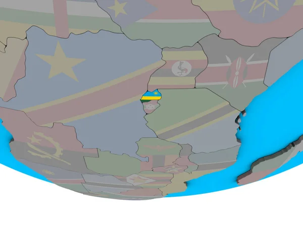 Rwanda Met Ingesloten Nationale Vlag Eenvoudige Politieke Globe Illustratie — Stockfoto