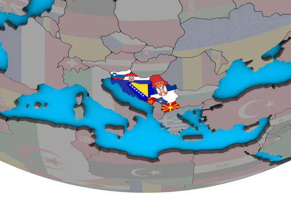 Jugoslavien Med Inbäddade Nationsflaggor Enkla Politiska Klot Illustration — Stockfoto