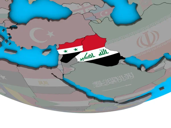 Islamiska Staten Med Inbäddade Nationsflaggor Enkla Politiska Klot Illustration — Stockfoto