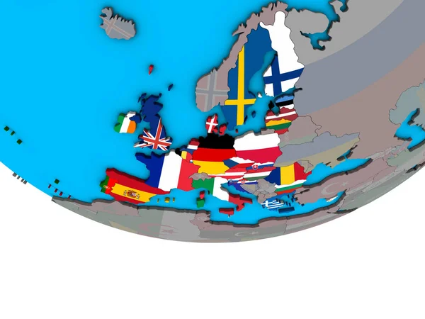 European Union Embedded National Flags Simple Political Globe Illustration — Stock Photo, Image