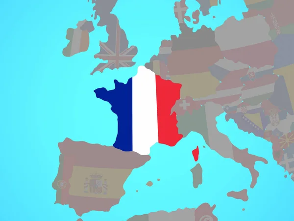 Франції Національного Прапора Синій Політичних Земної Кулі Ілюстрація — стокове фото