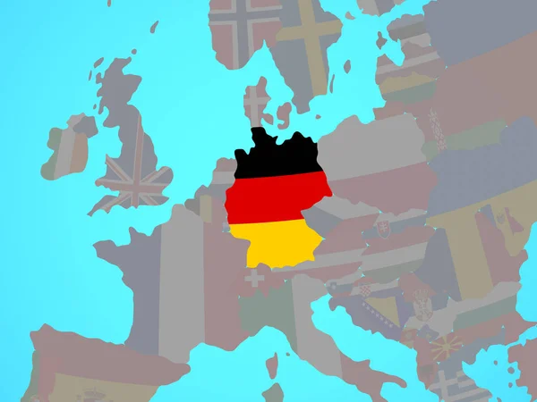 Duitsland Met Nationale Vlag Blauwe Politieke Wereldbol Illustratie — Stockfoto