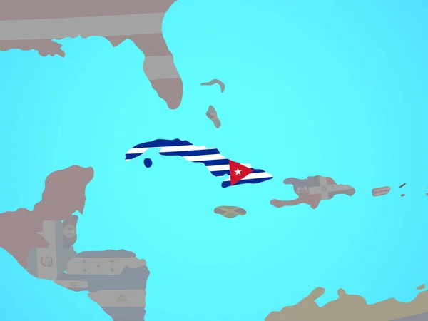 Cuba National Flag Blue Political Globe Illustration — Stock Photo, Image