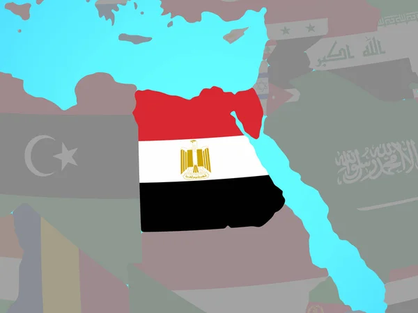 Egypt Národní Vlajkou Modré Politické Zeměkouli Obrázek — Stock fotografie