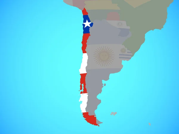 Chilei Nemzeti Zászló Kék Politikai Világ Illusztráció — Stock Fotó