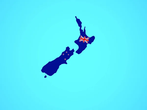 Nuova Zelanda Con Bandiera Nazionale Sul Globo Politico Blu Illustrazione — Foto Stock
