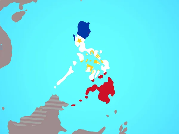 Filipina Dengan Bendera Nasional Bola Dunia Politik Biru Ilustrasi — Stok Foto