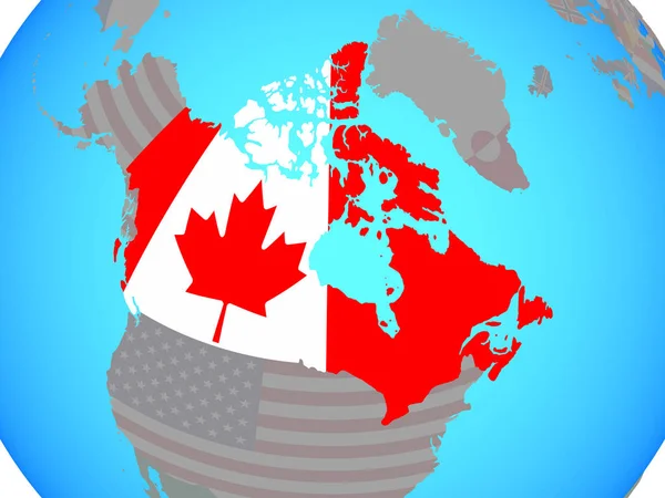 Canada National Flag Blue Political Globe Illustration — Stock Photo, Image