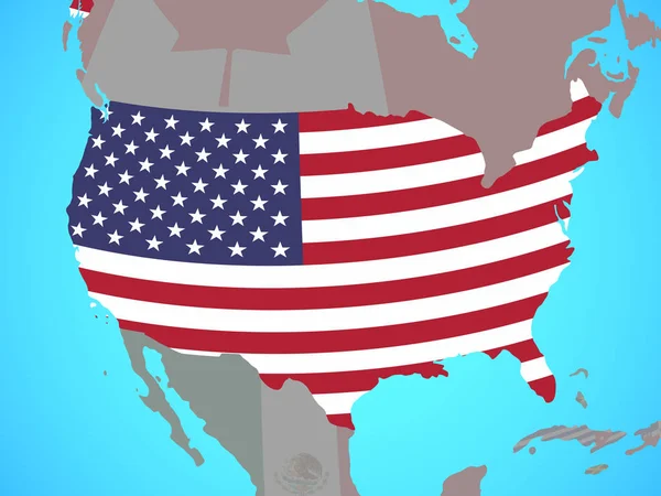Usa Med Flagga Blå Politiska Jordglob Illustration — Stockfoto
