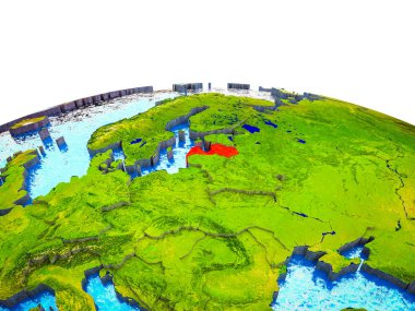 Letonya görünür ülkelerle 3d dünya ve mavi okyanus dalgaları ile. 3D çizim.