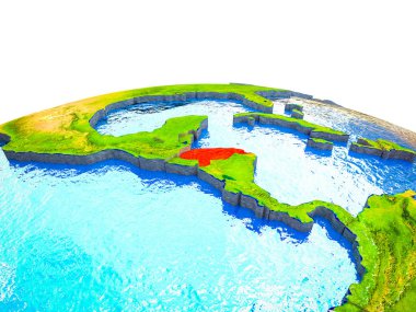 Honduras görünür ülkelerle 3d dünya ve mavi okyanus dalgaları ile. 3D çizim.