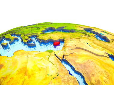 Kıbrıs görünür ülkelerle 3d dünya ve mavi okyanus dalgaları ile. 3D çizim.