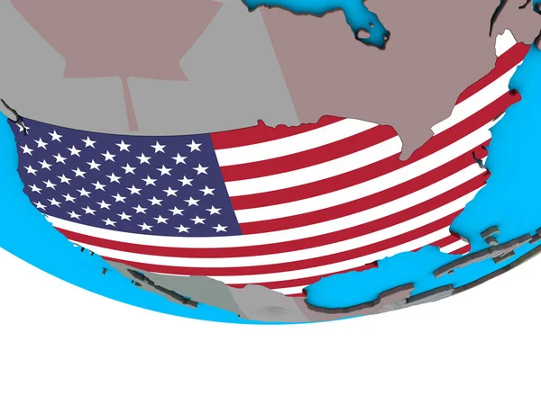 Ηνωμένες Πολιτείες Ενσωματωμένο Εθνική Σημαία Απλό Πολιτικό Τρισδιάστατη Υδρόγειο Απεικόνιση — Φωτογραφία Αρχείου