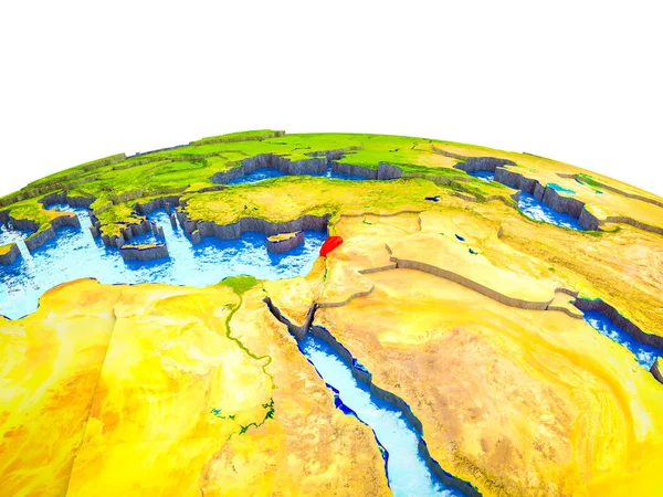 Libanon Aarde Met Zichtbare Landen Blauwe Oceanen Met Golven Illustratie — Stockfoto