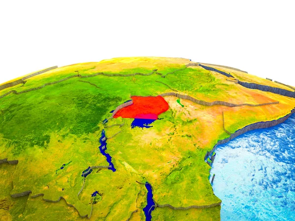 Uganda Ziemi Krajami Widoczna Niebieskiego Morza Falami Ilustracja — Zdjęcie stockowe