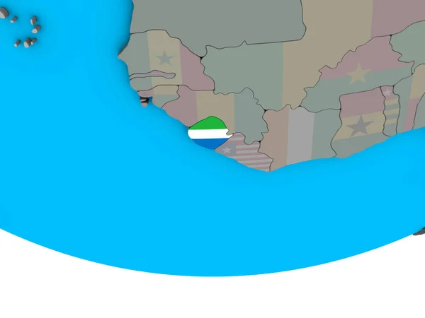 Sierra Leone Con Bandiera Nazionale Incorporata Semplice Globo Politico Illustrazione — Foto Stock