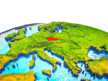 3d dünya görünür ülkelerle ve mavi okyanus dalgaları ile Çek Cumhuriyeti. 3D çizim.