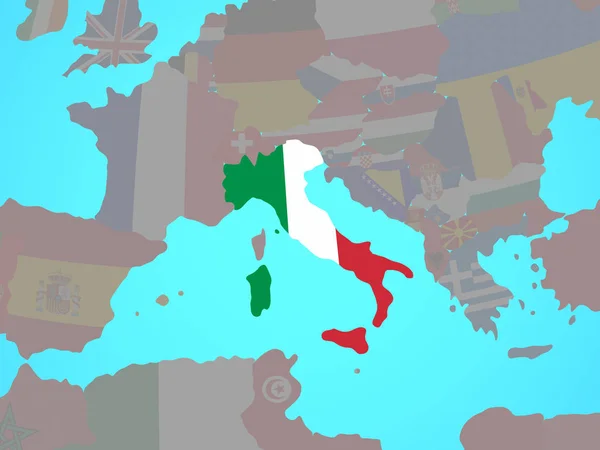 Italy National Flag Blue Political Globe Illustration — Stock Photo, Image