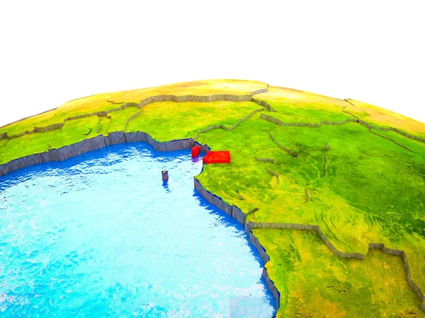 Equatorial Guinea on 3D Earth with visible countries and blue oceans with waves. 3D illustration.